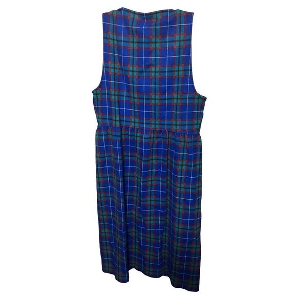 Pendleton Sleeveless 100% Virgin Wool Blue Plaid Dress Unlined See Measurements - Picture 6 of 7